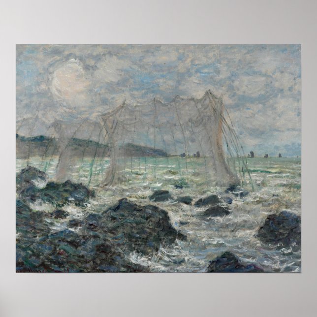 Póster Claude Monet - Redes de pesca em Pourville (Frente)