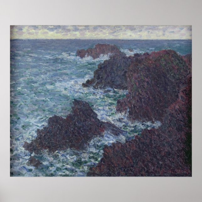 Póster Claude Monet | Rochas em Belle-Ile, Costa Selvagem (Frente)
