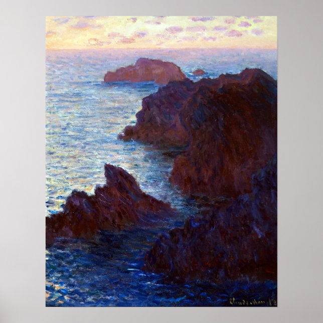 Poster Claude Monet Rocks em Belle-lle, Port-Domois (Frente)