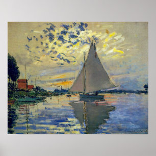 Poster Claude Monet - Sailboat at Le Petit-Gennevilliers