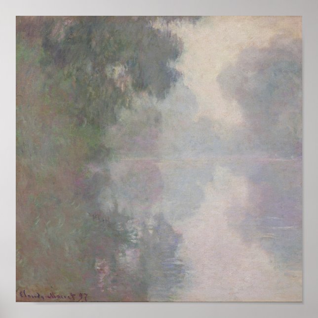 Póster Claude Monet | Sena em Giverny, Montes Morning (Frente)