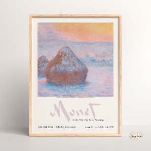 Poster Claude Monet Stacks de trigo Sunset Snow Efeito