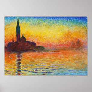 Poster Claude Monet Sunset Em Veneza Impressionista Arte