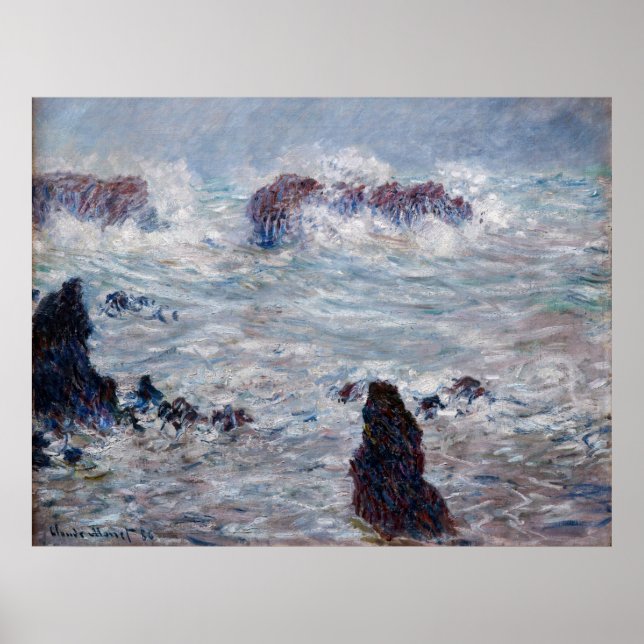 Poster Claude Monet - Tempestade ao largo da costa de Bel (Frente)