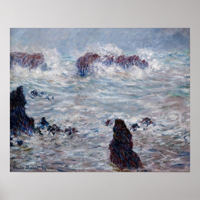 Poster Claude Monet - Tempestade ao largo da costa de Bel (Frente)