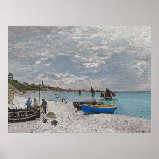 Poster Claude Monet The Beach em Sainte-Adresse 1867 (Frente)