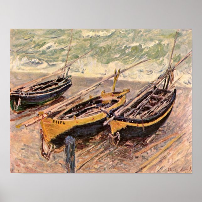 Póster Claude Monet - Três barcos de pesca (Frente)