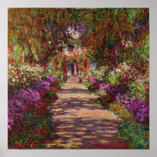 Póster Claude Monet um caminho no jardim de Monet