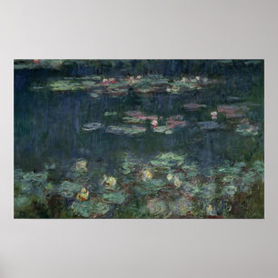 Poster Claude Monet Waterlilies: Reflexões verdes