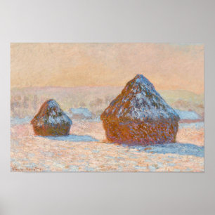 Poster Claude Monet - Wheatstacks, Efeito da Neve, Manhã