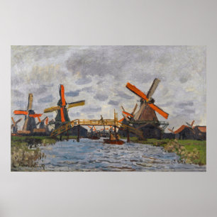 Poster Claude Monet - Windmills perto de Zaandam
