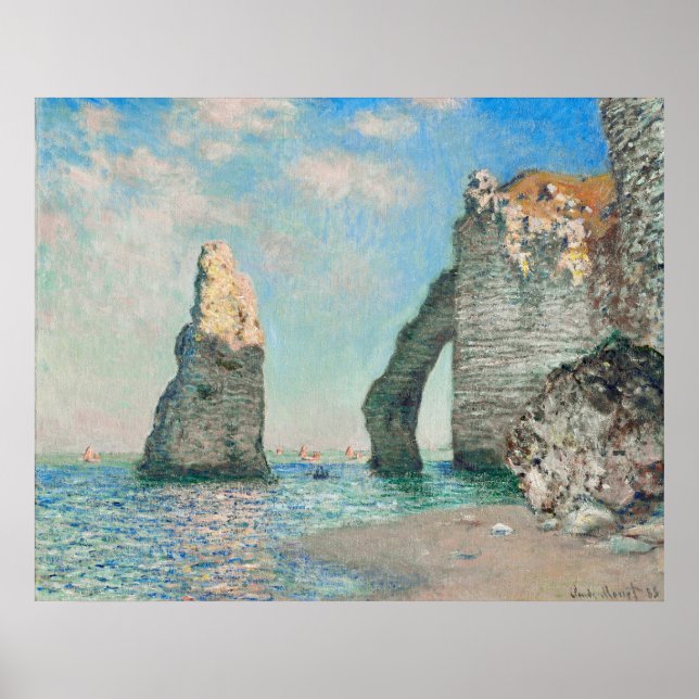 Poster Claude Monet's Os Penhascos em Étretat 1885 (Frente)