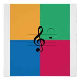 Póster Clave de sol, fermata, música, jazz
