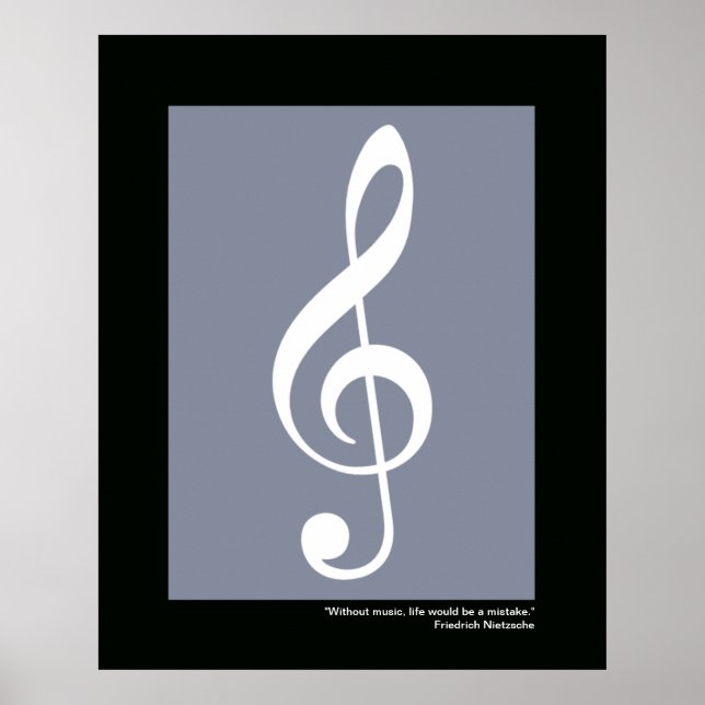 Poster clave de triplo branco de música (Frente)