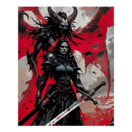Póster Claymore Poster Dark Fantasy Warrior Gothic Mulher