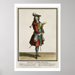 Poster Cleante vestiu-se como um Cavalier, placa de