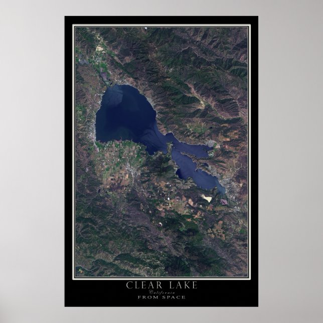 Póster Clear Lake California a partir do mapa de satélite (Frente)