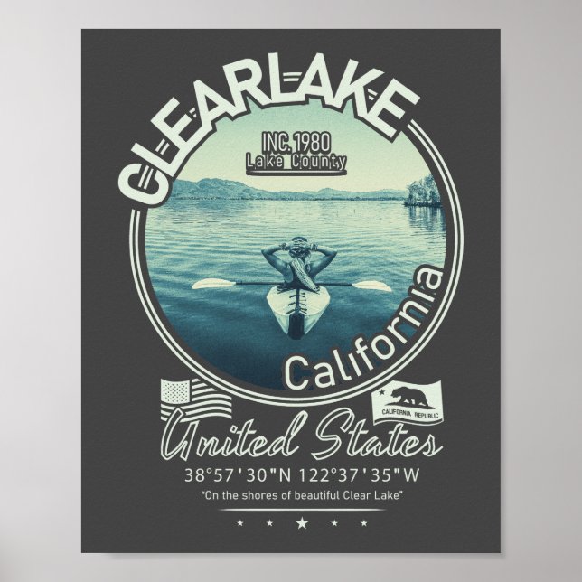 POSTER CLEARLAKE CALIFÓRNIA - MONTE KONOCTI (Frente)