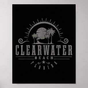 Poster Clearwater Beach Florida Fl Vintage Sunset Surf Va