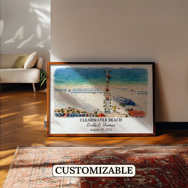 Poster Clearwater Beach Florida Poster, Watercolor (Criador carregado)