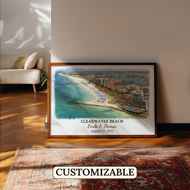 Poster Clearwater Beach Florida Poster, Watercolor (Criador carregado)