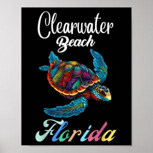 Poster Clearwater Beach, Flórida, Tie Dye Sea Turtle Famí