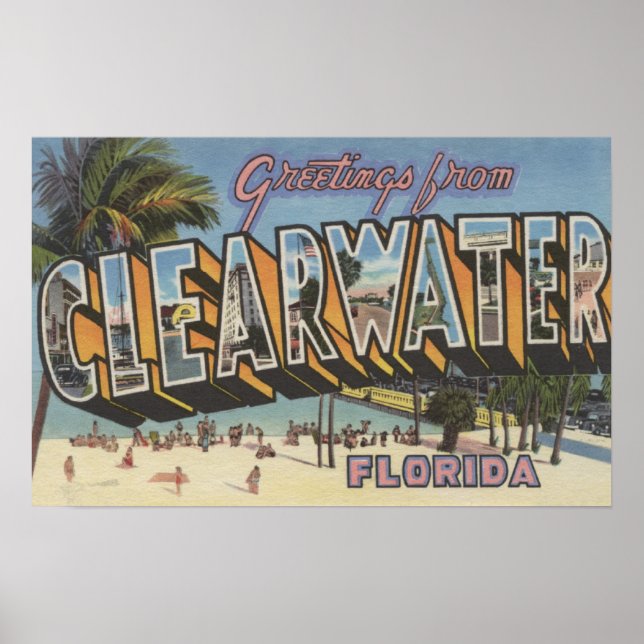 Póster Clearwater, Florida - Large Letter Scenes 2 (Frente)