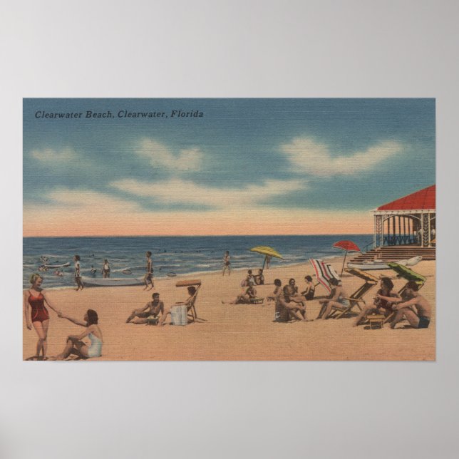 Poster Clearwater, Florida - View of Clearwater Beach (Frente)