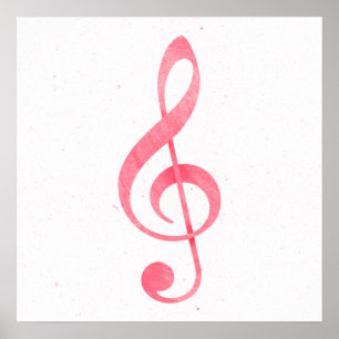 Poster Clef de triplo cor-de-rosa feminino da nota da