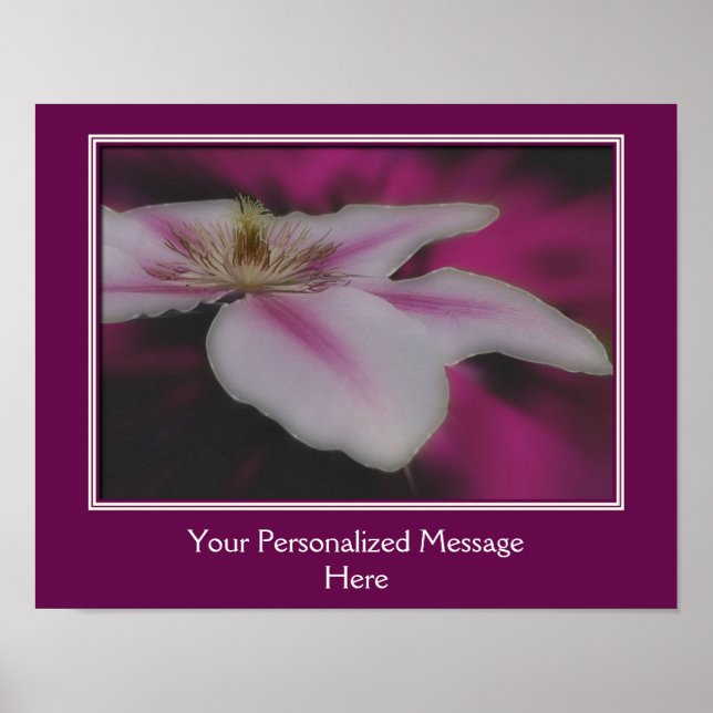 Poster Clematis Branca Deslumbrante Personalizada (Frente)