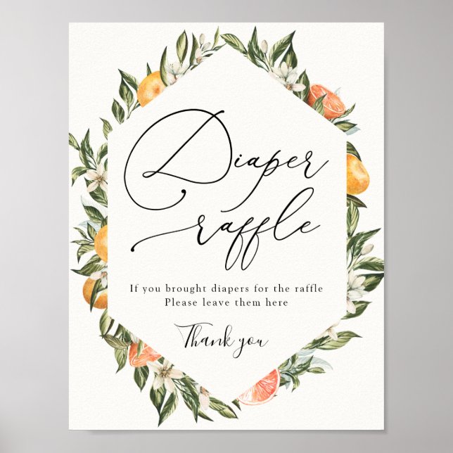 Poster Clementine Laranjas e Fralda Verde Sinal de Raffle (Frente)