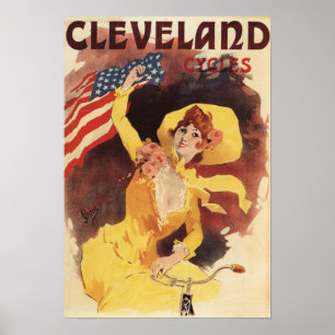 Póster Cleveland Bicycles American Girl in Yellow