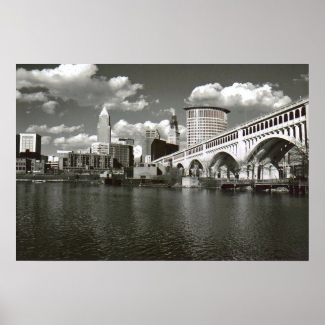 Poster Cleveland em preto e branco (Frente)