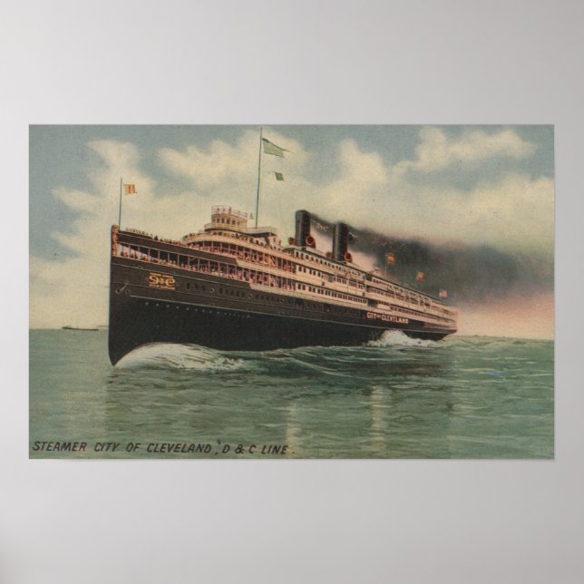 Poster Cleveland, OH - Cidade Navio a vapor de Cleveland (Frente)