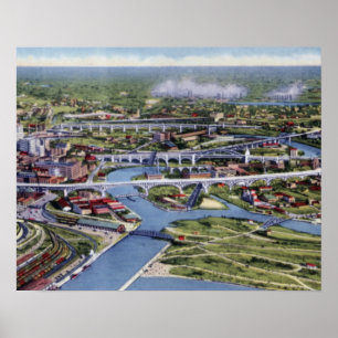 Póster Cleveland Ohio Birdseye