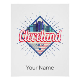 Póster Cleveland Ohio EUA Skyline Vintage EUA