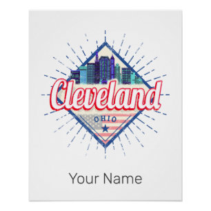 Póster Cleveland Ohio EUA Skyline Vintage EUA