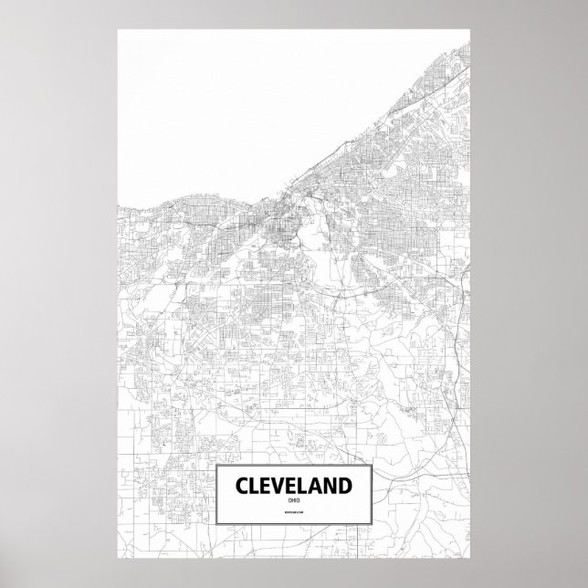 Póster Cleveland, Ohio (preto em branco) (Frente)