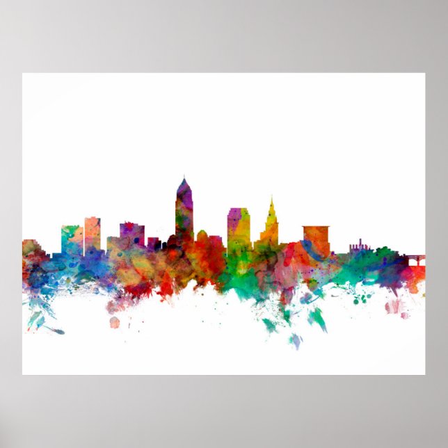 Póster Cleveland Ohio Skyline (Frente)