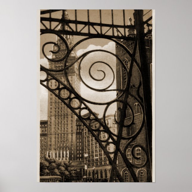 Poster Cleveland Ohio Union Terminal Tower (Frente)