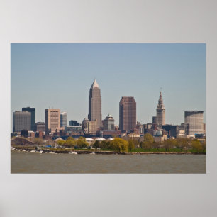 Póster Cleveland Skyline em Primavera
