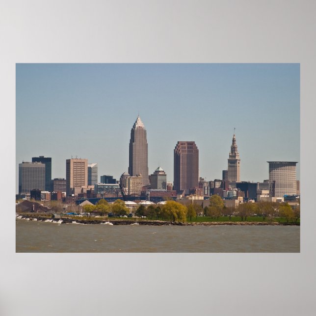 Póster Cleveland Skyline em Primavera (Frente)