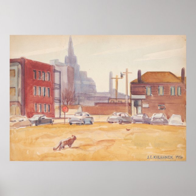 Poster Cleveland Skyline - Kulhanek Cityscape (1956) (Frente)