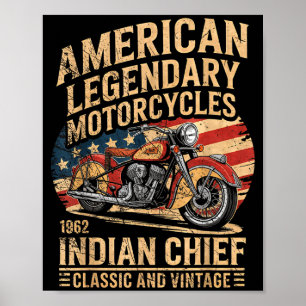Poster Clic & Moto Americana Vintage Indian Born