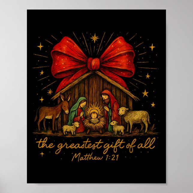 Poster Clic Nativity Scene – Greatest Gift Matthew 1_21  (Frente)