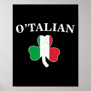 Poster Clic O'talian Trevo e Bandeira da Itália Irlandês 