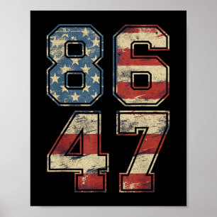 Poster Clicar no Estilo Vintage 80s 86 47 Anti Trump Usa 