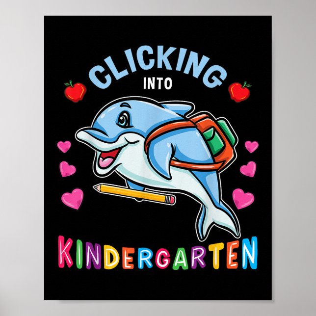 Poster Clicking Into Kindergarten Dolphin Back To School  (Frente)