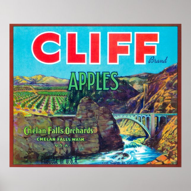 Poster Cliff Apple Label - Chelan Falls, WA (Frente)