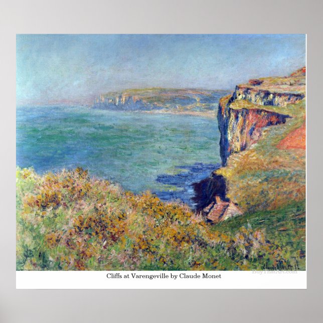 Poster Cliff em Varengeville por Claude Monet (Frente)